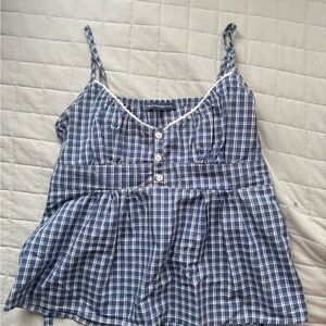 Brandy Melville Navy Checkered Blouse
